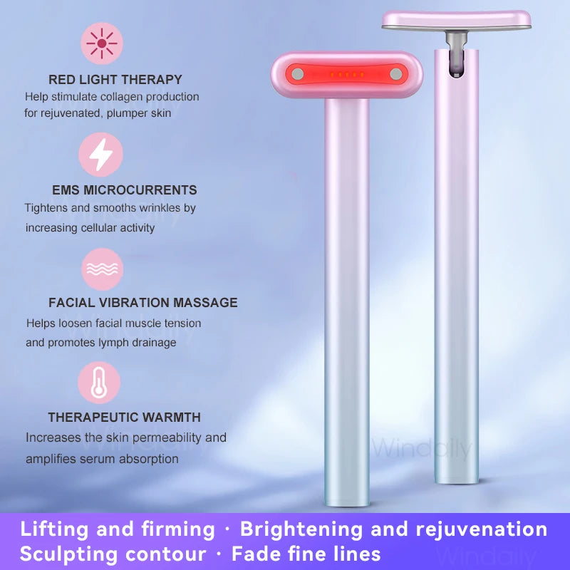 ClayoSkin: 4 in 1 Facial Red Light Therapy Wand for Face and Neck