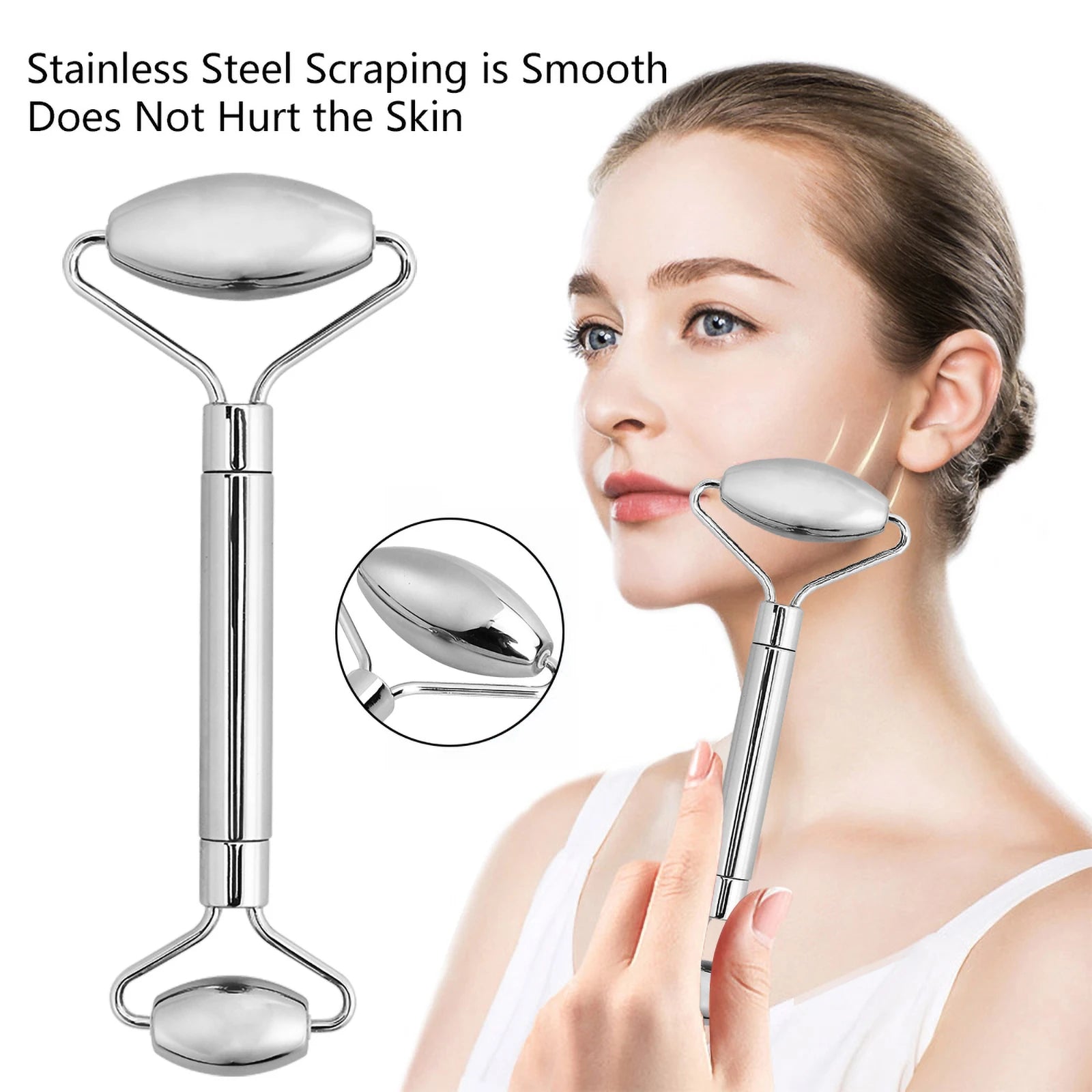 ClayoSkin: Stainless Steel Face Roller and Gua Sha Set